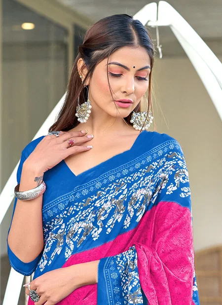 Tew Soft Pure Cotton Printed Fancy Saree Wholesale Clothing Distributors In India